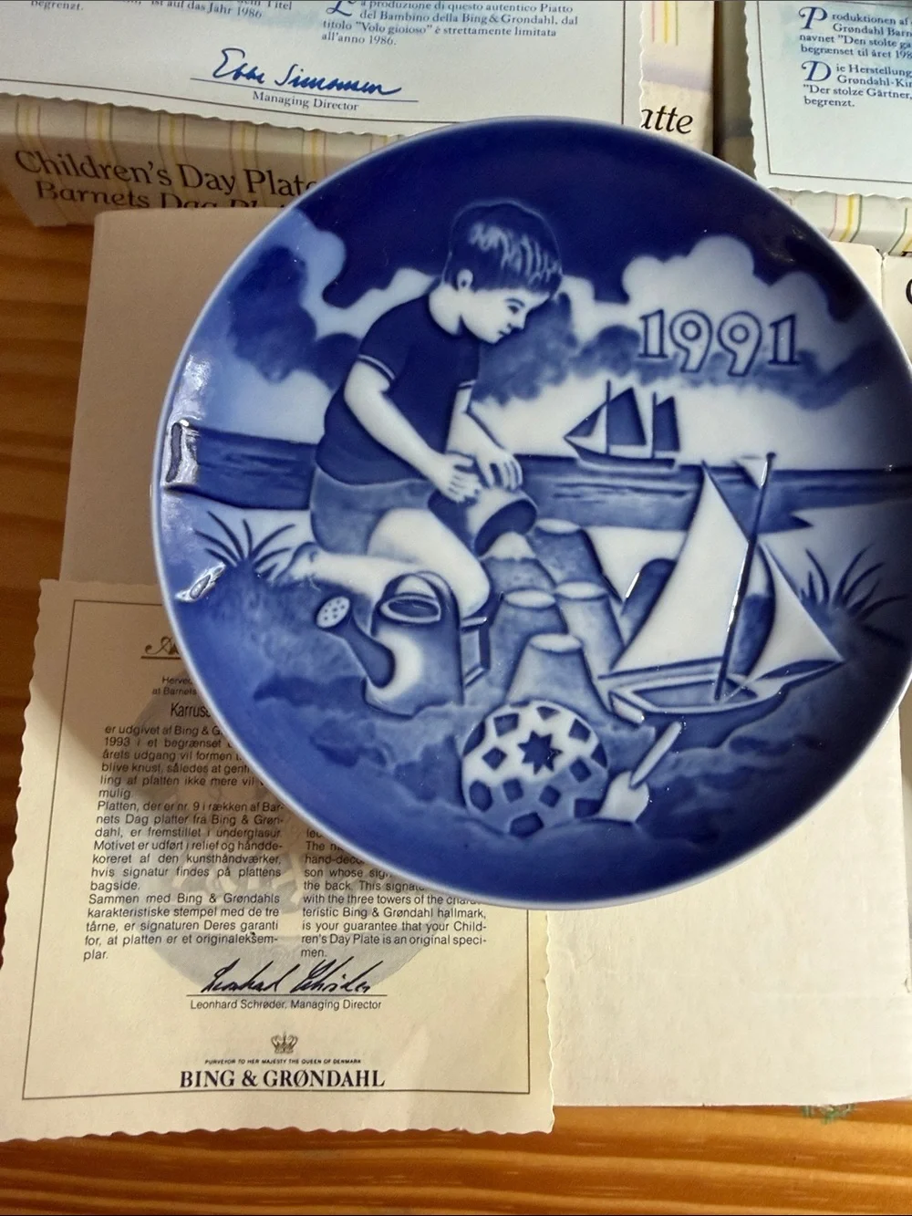 Lot of 7 Vintage Bing & Grondahl Children’s Day Plates 1985-1993 W/ Boxes
